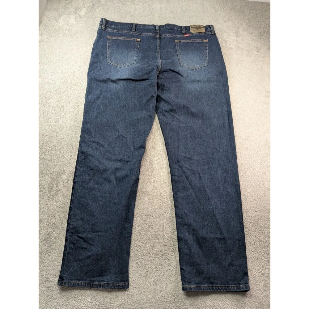 Wrangler Premium Quality Mens 46x32 Straight Fit Jeans Dark Wash 9KRGXMD